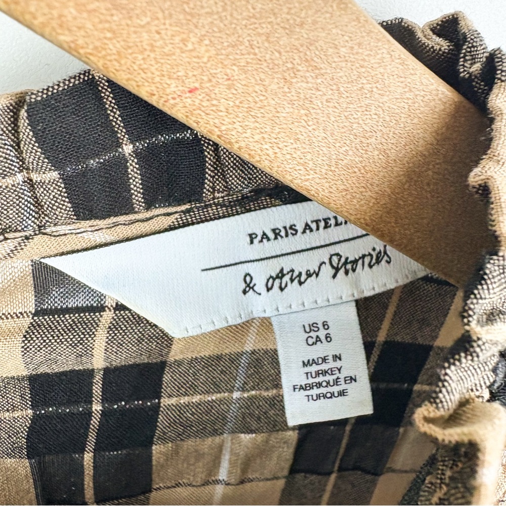 & Other Stories Black and Beige Plaid Midi Dress - Picture 4 of 6